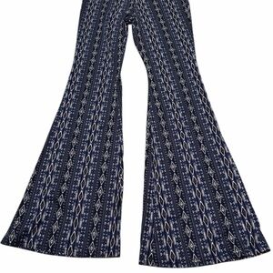 No Boundaries Navy Aztec-Stripe Flare Pants